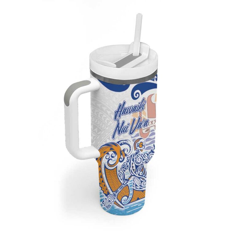 Hawaiki Nui Va‚Äôa Solo French Polynesia Blue Color Custom Stanley Quencher 40oz Stainless Steel Tumbler With Handle - Threewoofs - Image 2