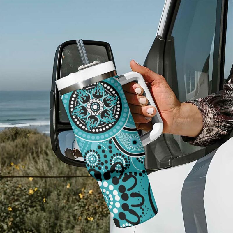 Heat Cricket Australian Aboriginal Custom Stanley Quencher 40oz Stainless Steel Tumbler With Handle - Threewoofs - Image 7