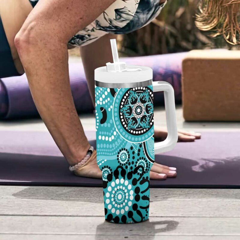 Heat Cricket Australian Aboriginal Custom Stanley Quencher 40oz Stainless Steel Tumbler With Handle - Threewoofs - Image 6