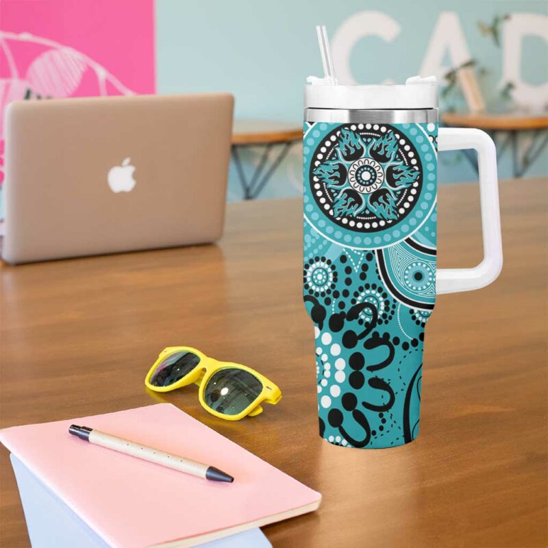 Heat Cricket Australian Aboriginal Custom Stanley Quencher 40oz Stainless Steel Tumbler With Handle - Threewoofs - Image 5