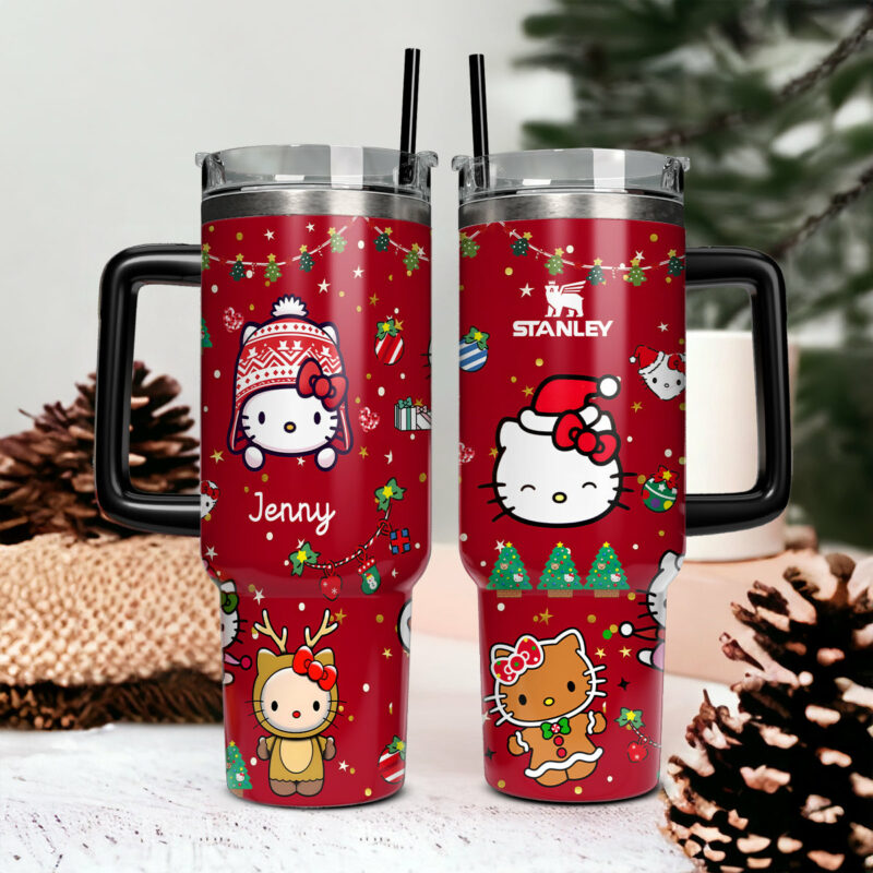 Hello Kitty Cartoon Custom Stanley Quencher 40oz Stainless Steel Tumbler With Handle - Threewoofs - Image 2