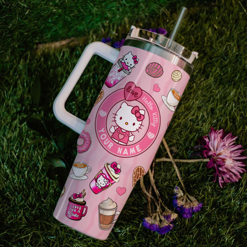 Hello Kitty Cartoon Custom Stanley Quencher 40oz Stainless Steel Tumbler With Handle - Threewoofs - Image 6