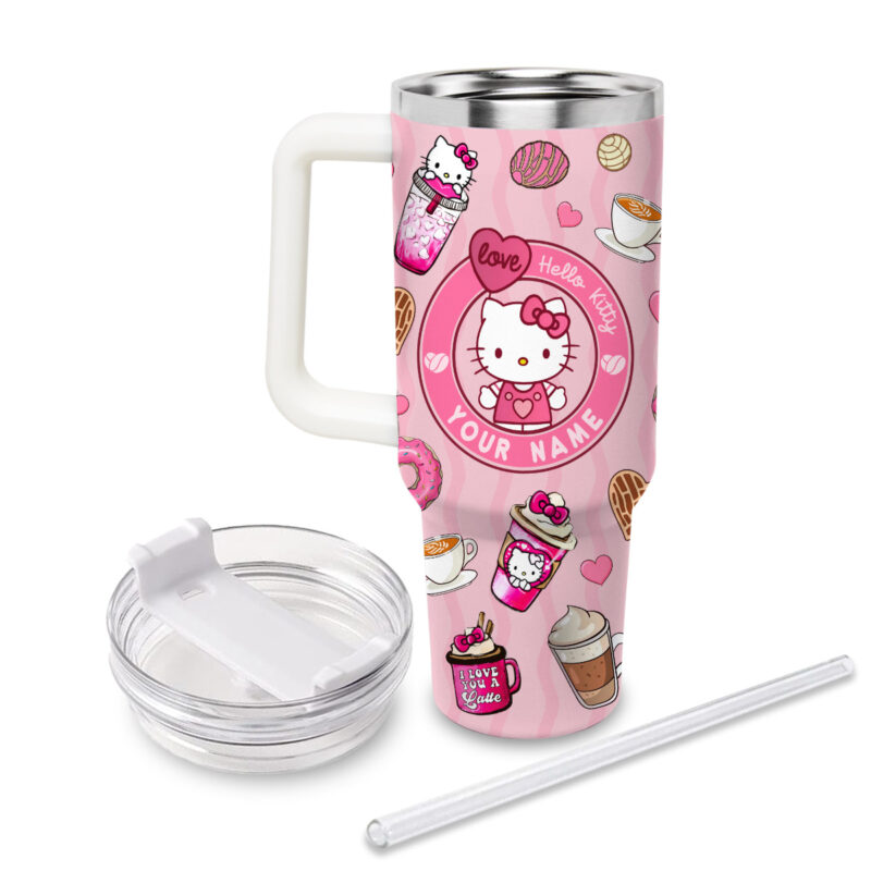 Hello Kitty Cartoon Custom Stanley Quencher 40oz Stainless Steel Tumbler With Handle - Threewoofs - Image 2