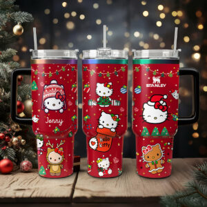 Hello Kitty Cartoon Custom Stanley Quencher 40oz Stainless Steel Tumbler With Handle - Threewoofs