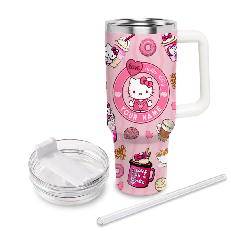 Hello Kitty Cartoon Custom Stanley Quencher 40oz Stainless Steel Tumbler With Handle - Threewoofs - Image 3