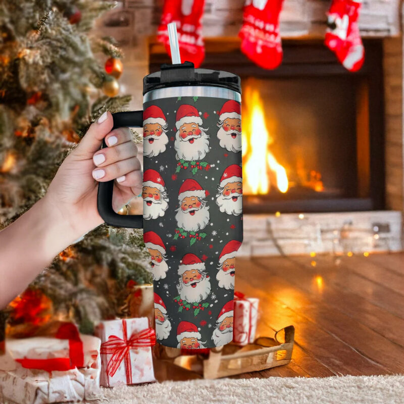 Ho-Ho-Holiday Santa Christmas Custom Stanley Quencher 40oz Stainless Steel Tumbler With Handle - Threewoofs - Image 3