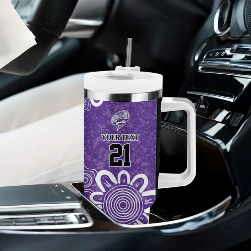 Hobart Hurricanes Minimalism Aboriginal Custom Stanley Quencher 40oz Stainless Steel Tumbler With Handle - Threewoofs - Image 8