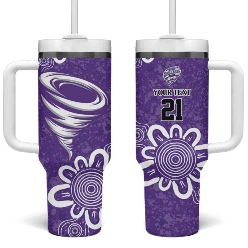 Hobart Hurricanes Minimalism Aboriginal Custom Stanley Quencher 40oz Stainless Steel Tumbler With Handle - Threewoofs - Image 2