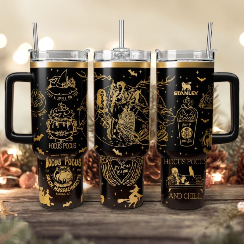 Hocus Pocus Movies Custom Stanley Quencher 40oz Stainless Steel Tumbler With Handle - Threewoofs