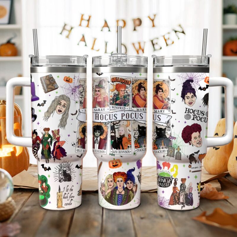 Hocus Pocus Movies Custom Stanley Quencher 40oz Stainless Steel Tumbler With Handle - Threewoofs - Image 4