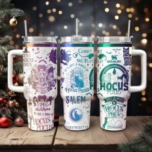 Hocus Pocus Movies Custom Stanley Quencher 40oz Stainless Steel Tumbler With Handle - Threewoofs