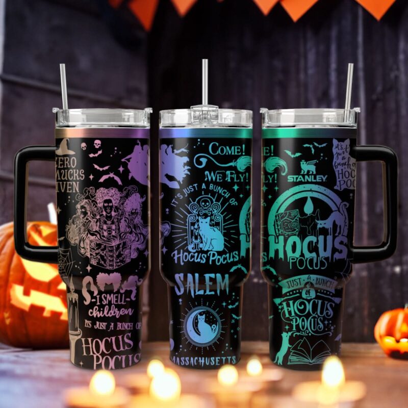Hocus Pocus Movies Custom Stanley Quencher 40oz Stainless Steel Tumbler With Handle - Threewoofs