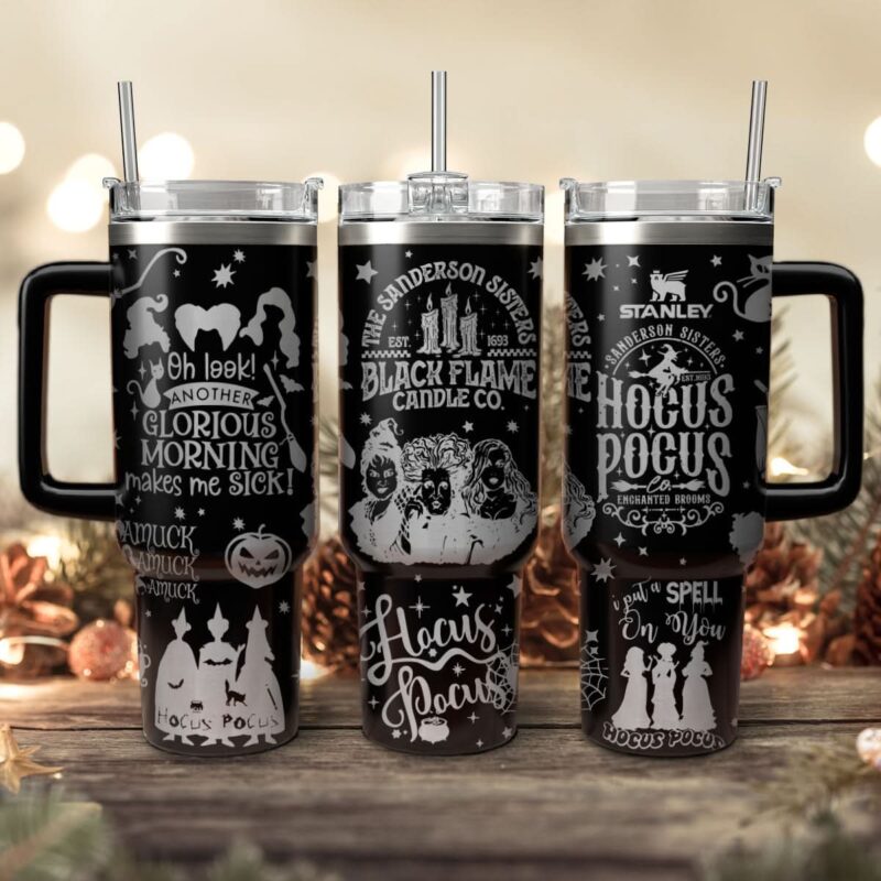 Hocus Pocus Movies Custom Stanley Quencher 40oz Stainless Steel Tumbler With Handle - Threewoofs