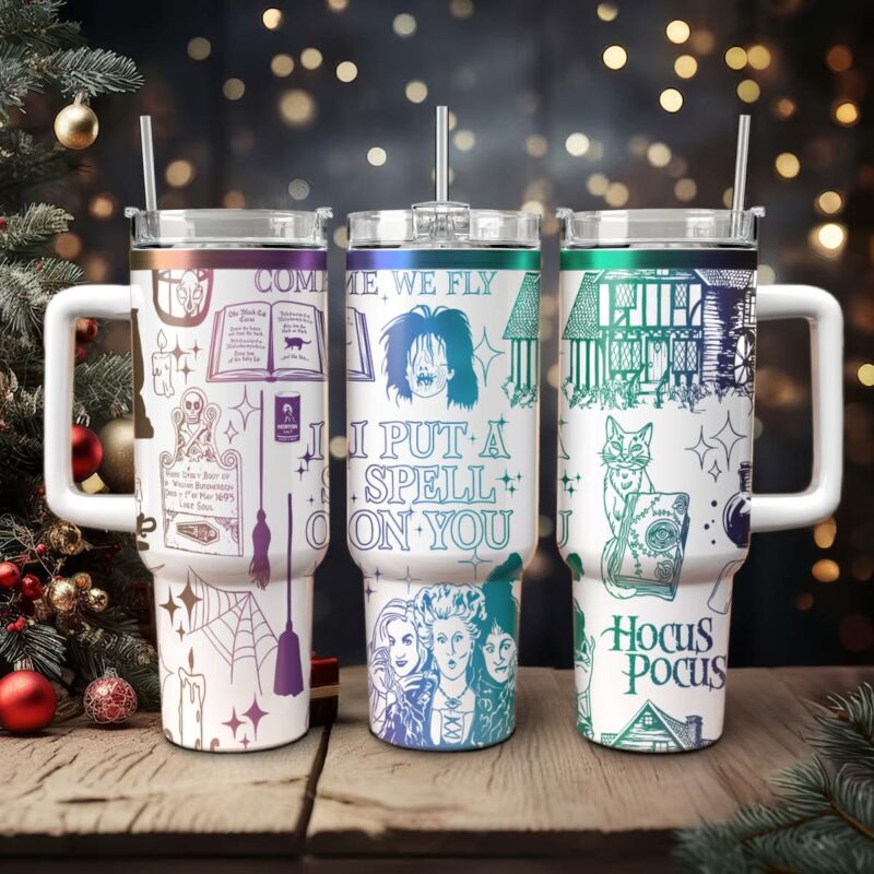Hocus Pocus Movies Custom Stanley Quencher 40oz Stainless Steel Tumbler With Handle - Threewoofs