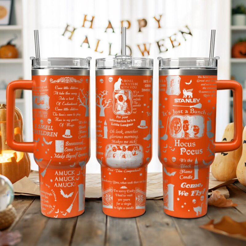Hocus Pocus Movies Custom Stanley Quencher 40oz Stainless Steel Tumbler With Handle - Threewoofs