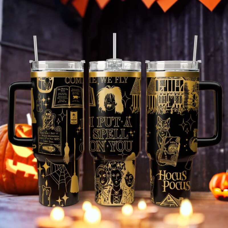Hocus Pocus Movies Custom Stanley Quencher 40oz Stainless Steel Tumbler With Handle - Threewoofs