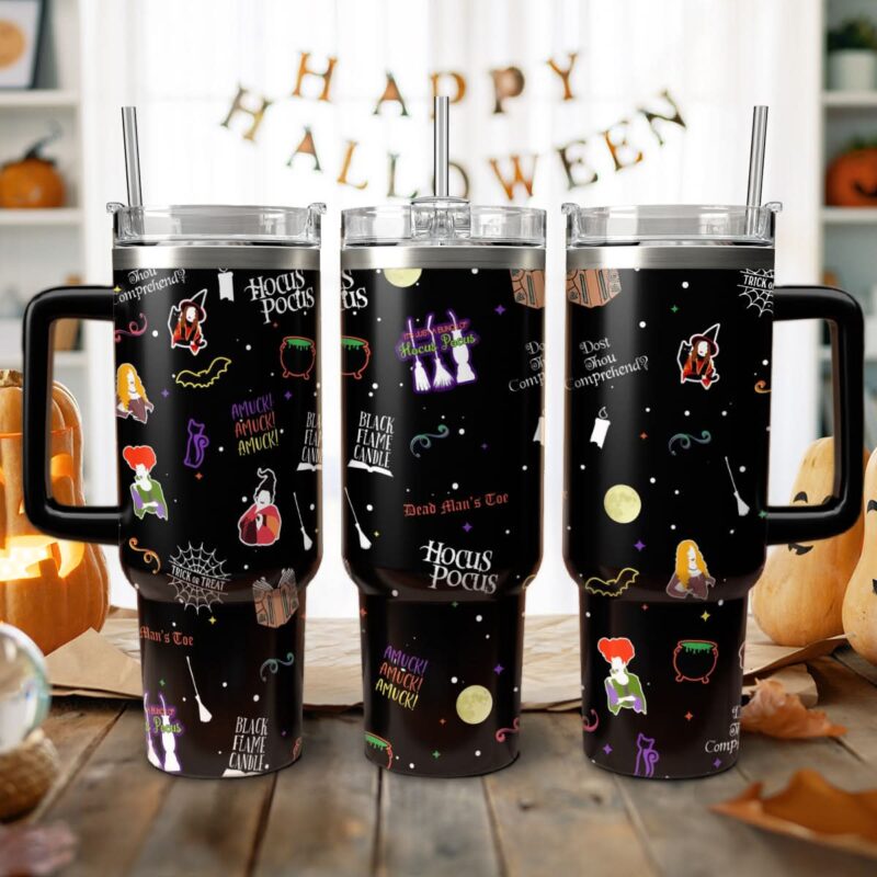 Hocus Pocus Movies Custom Stanley Quencher 40oz Stainless Steel Tumbler With Handle - Threewoofs