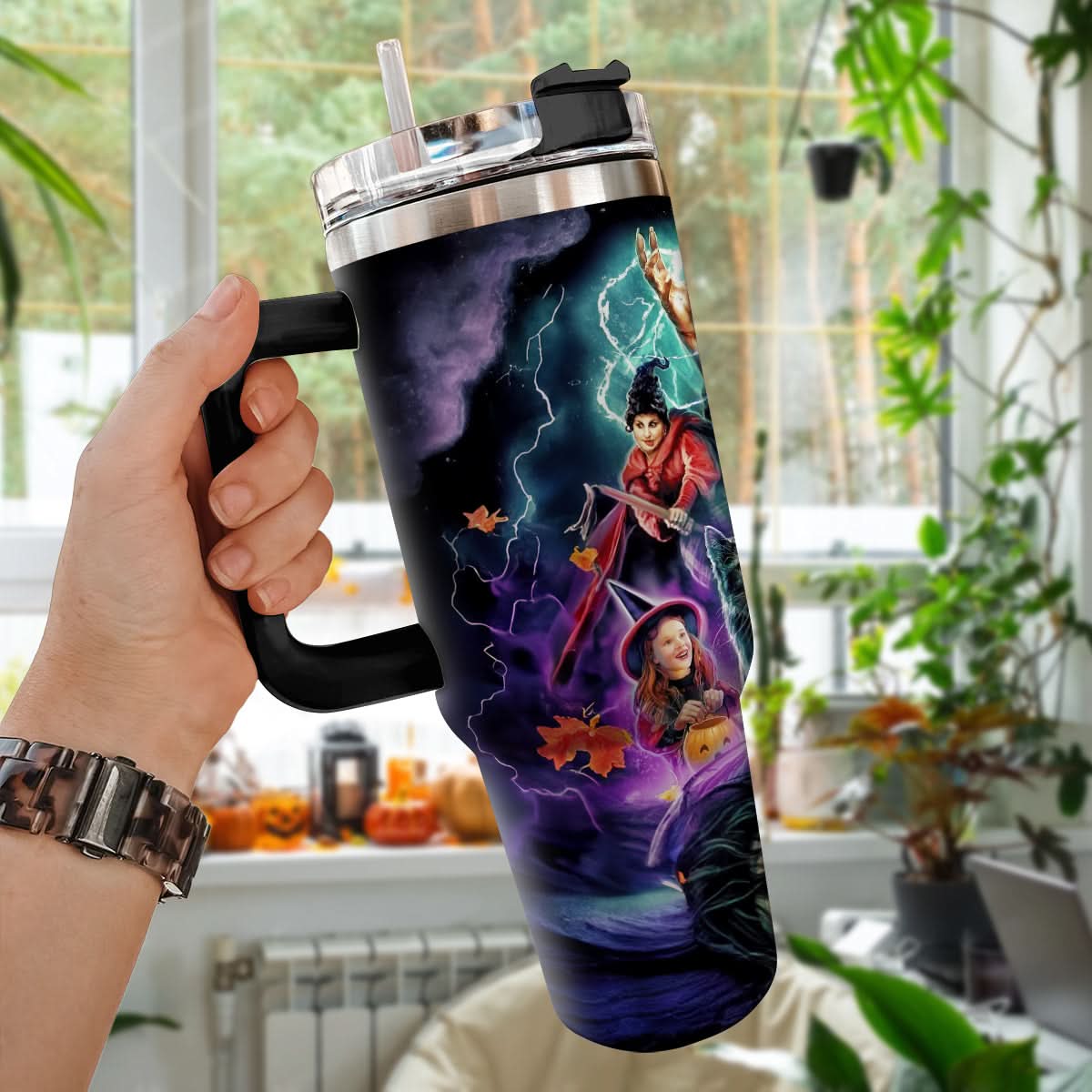 Hocus Pocus Movies Custom Stanley Quencher 40oz Stainless Steel Tumbler With Handle - Threewoofs - Image 4