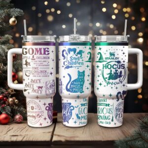 Hocus Pocus Movies Custom Stanley Quencher 40oz Stainless Steel Tumbler With Handle - Threewoofs
