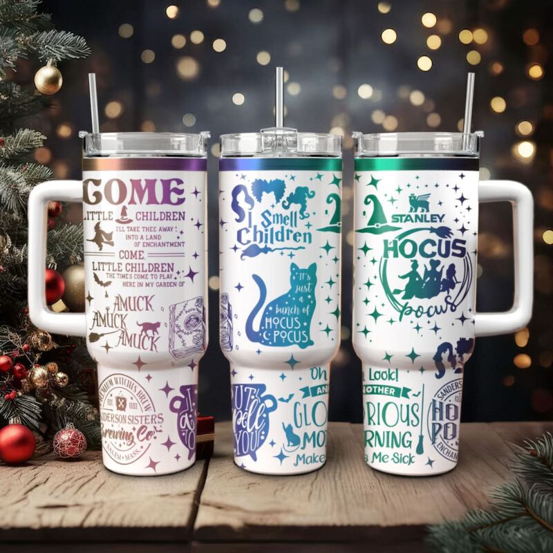 Hocus Pocus Movies Custom Stanley Quencher 40oz Stainless Steel Tumbler With Handle - Threewoofs