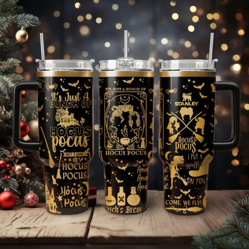 Hocus Pocus Movies Custom Stanley Quencher 40oz Stainless Steel Tumbler With Handle - Threewoofs