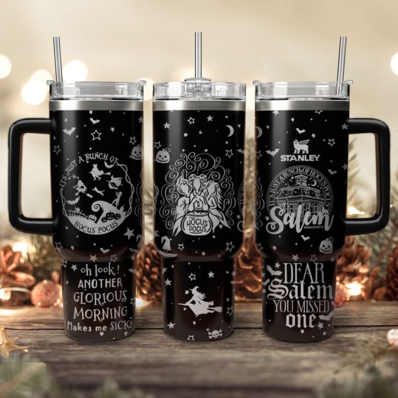 Hocus Pocus Movies Custom Stanley Quencher 40oz Stainless Steel Tumbler With Handle - Threewoofs