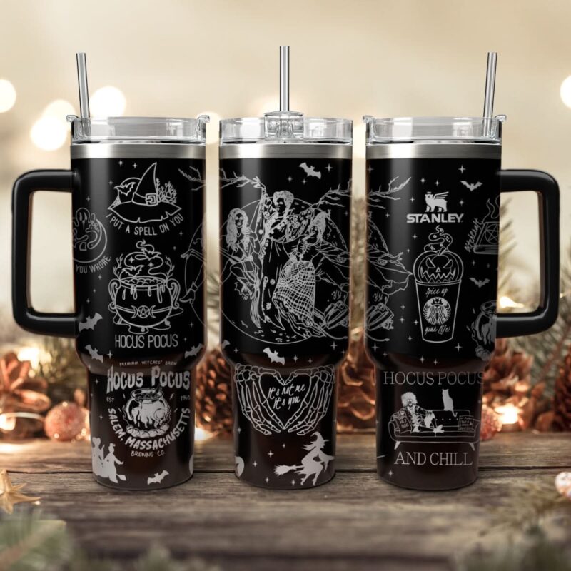 Hocus Pocus Movies Custom Stanley Quencher 40oz Stainless Steel Tumbler With Handle - Threewoofs