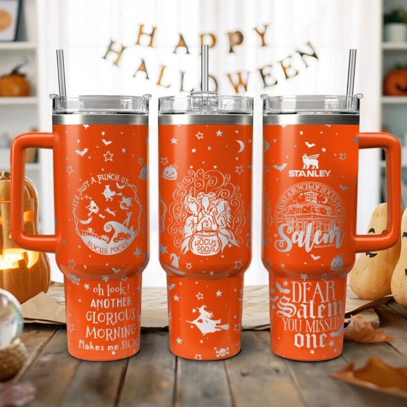 Hocus Pocus Movies Custom Stanley Quencher 40oz Stainless Steel Tumbler With Handle - Threewoofs