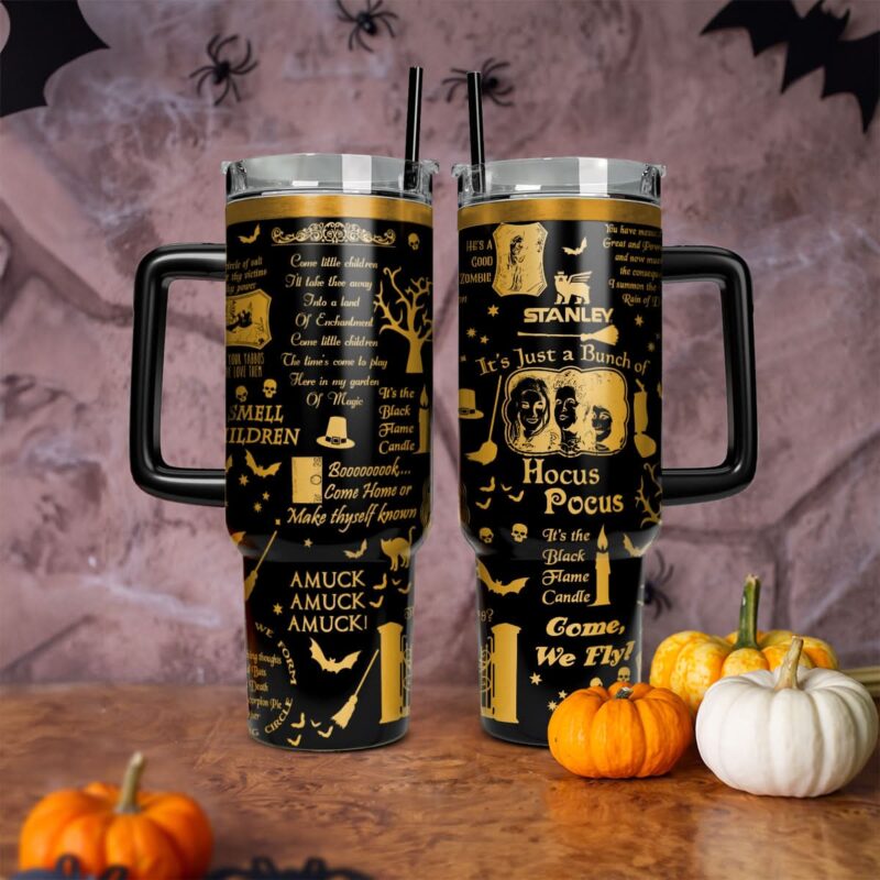 Hocus Pocus Movies Custom Stanley Quencher 40oz Stainless Steel Tumbler With Handle - Threewoofs