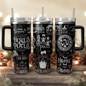 Hocus Pocus Movies Custom Stanley Quencher 40oz Stainless Steel Tumbler With Handle - Threewoofs