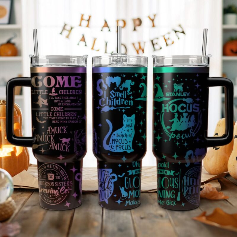 Hocus Pocus Movies Custom Stanley Quencher 40oz Stainless Steel Tumbler With Handle - Threewoofs