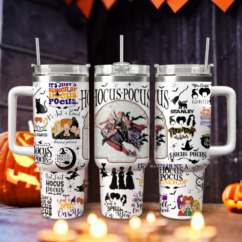Hocus Pocus Movies Custom Stanley Quencher 40oz Stainless Steel Tumbler With Handle - Threewoofs