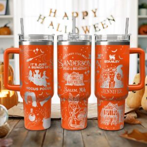 Hocus Pocus Movies Custom Stanley Quencher 40oz Stainless Steel Tumbler With Handle - Threewoofs
