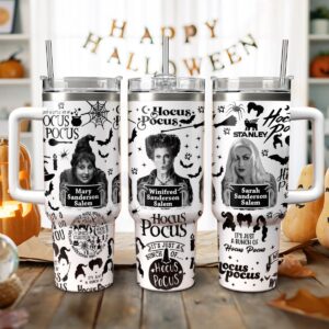 Hocus Pocus Movies Custom Stanley Quencher 40oz Stainless Steel Tumbler With Handle - Threewoofs