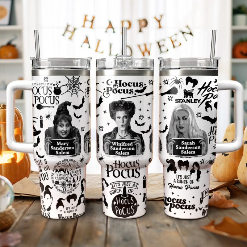 Hocus Pocus Movies Custom Stanley Quencher 40oz Stainless Steel Tumbler With Handle - Threewoofs