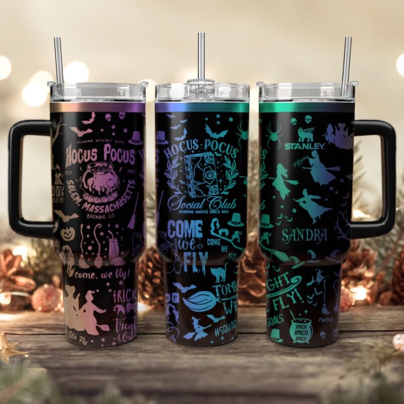 Hocus Pocus Movies Custom Stanley Quencher 40oz Stainless Steel Tumbler With Handle - Threewoofs