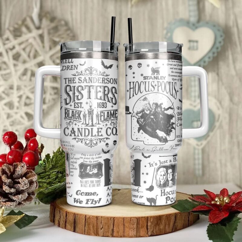 Hocus Pocus Movies Custom Stanley Quencher 40oz Stainless Steel Tumbler With Handle - Threewoofs
