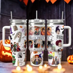 Hocus Pocus Movies Custom Stanley Quencher 40oz Stainless Steel Tumbler With Handle - Threewoofs