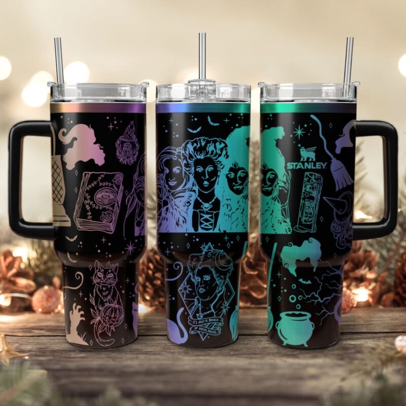 Hocus Pocus Movies Custom Stanley Quencher 40oz Stainless Steel Tumbler With Handle - Threewoofs