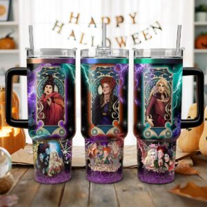 Hocus Pocus Movies Custom Stanley Quencher 40oz Stainless Steel Tumbler With Handle - Threewoofs