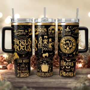 Hocus Pocus Movies Custom Stanley Quencher 40oz Stainless Steel Tumbler With Handle - Threewoofs