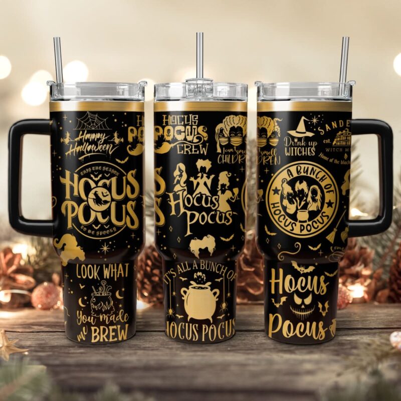 Hocus Pocus Movies Custom Stanley Quencher 40oz Stainless Steel Tumbler With Handle - Threewoofs