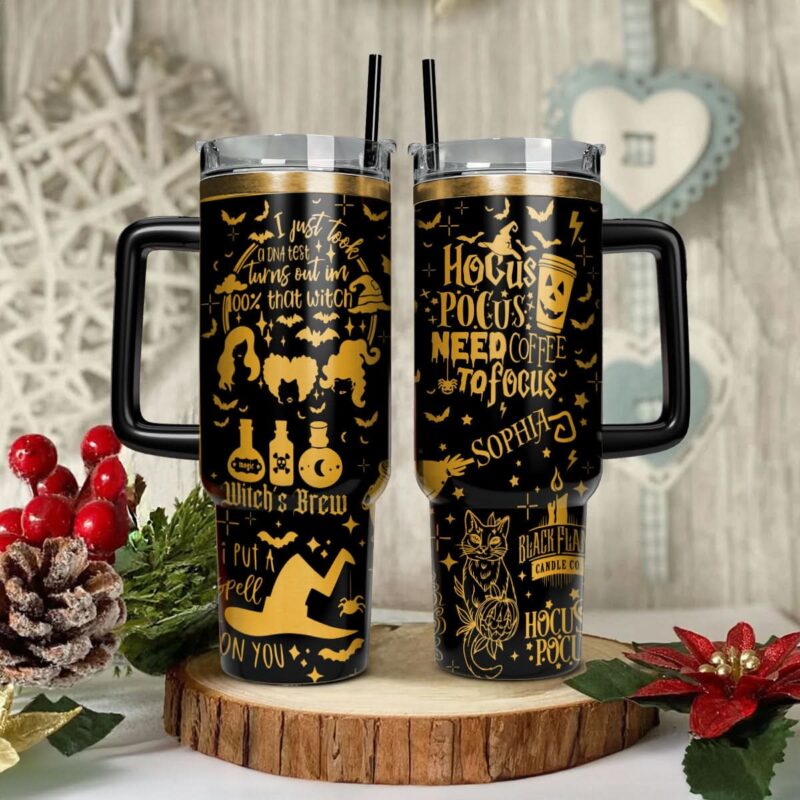 Hocus Pocus Movies Custom Stanley Quencher 40oz Stainless Steel Tumbler With Handle - Threewoofs