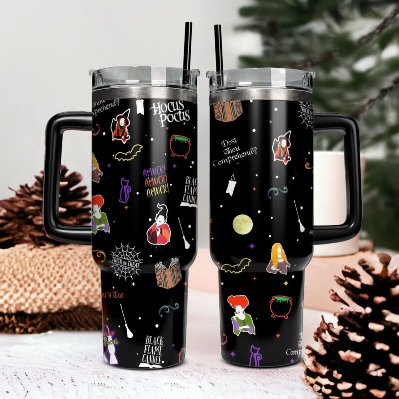 Hocus Pocus Movies Custom Stanley Quencher 40oz Stainless Steel Tumbler With Handle - Threewoofs - Image 4