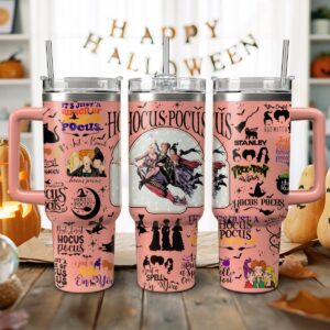 Hocus Pocus Movies Custom Stanley Quencher 40oz Stainless Steel Tumbler With Handle - Threewoofs