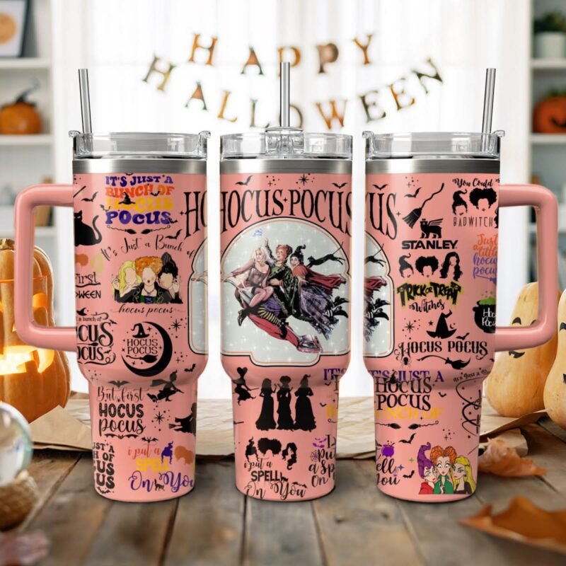 Hocus Pocus Movies Custom Stanley Quencher 40oz Stainless Steel Tumbler With Handle - Threewoofs