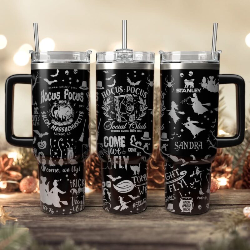 Hocus Pocus Movies Custom Stanley Quencher 40oz Stainless Steel Tumbler With Handle - Threewoofs