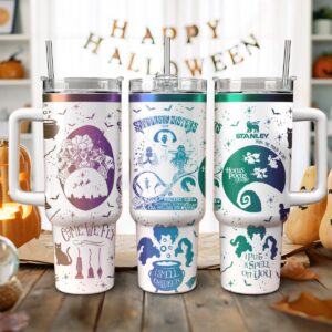 Hocus Pocus Movies Custom Stanley Quencher 40oz Stainless Steel Tumbler With Handle - Threewoofs