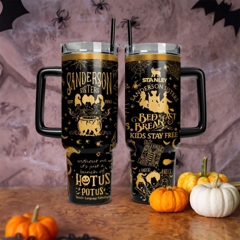 Hocus Pocus Movies Custom Stanley Quencher 40oz Stainless Steel Tumbler With Handle - Threewoofs