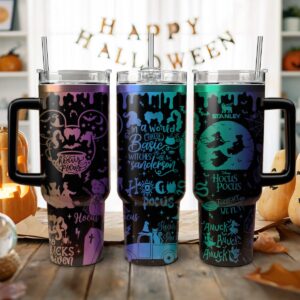Hocus Pocus Movies Custom Stanley Quencher 40oz Stainless Steel Tumbler With Handle - Threewoofs